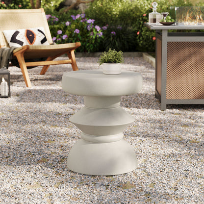 Terza Indoor - Outdoor Patio Concrete Side Table - Default Title