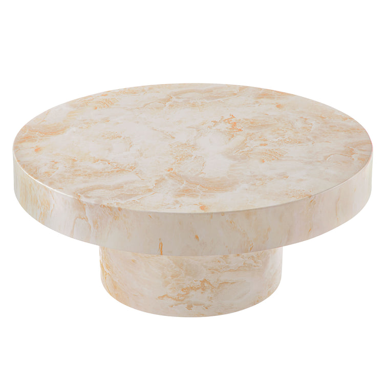 Alora Indoor - Outdoor Patio Concrete Round Coffee Table - Honey Onyx