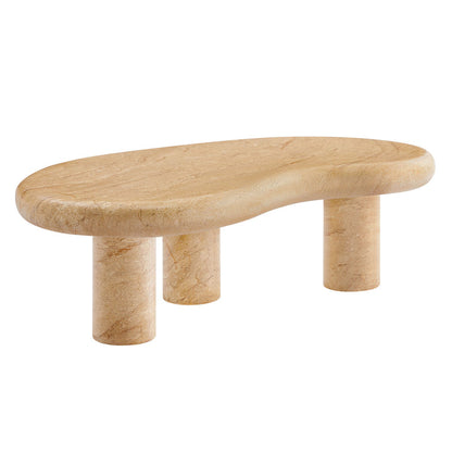 Elowen Indoor - Outdoor Textured Faux Travertine Coffee Table - Travertine