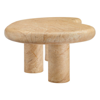Elowen Indoor - Outdoor Textured Faux Travertine Coffee Table - Travertine