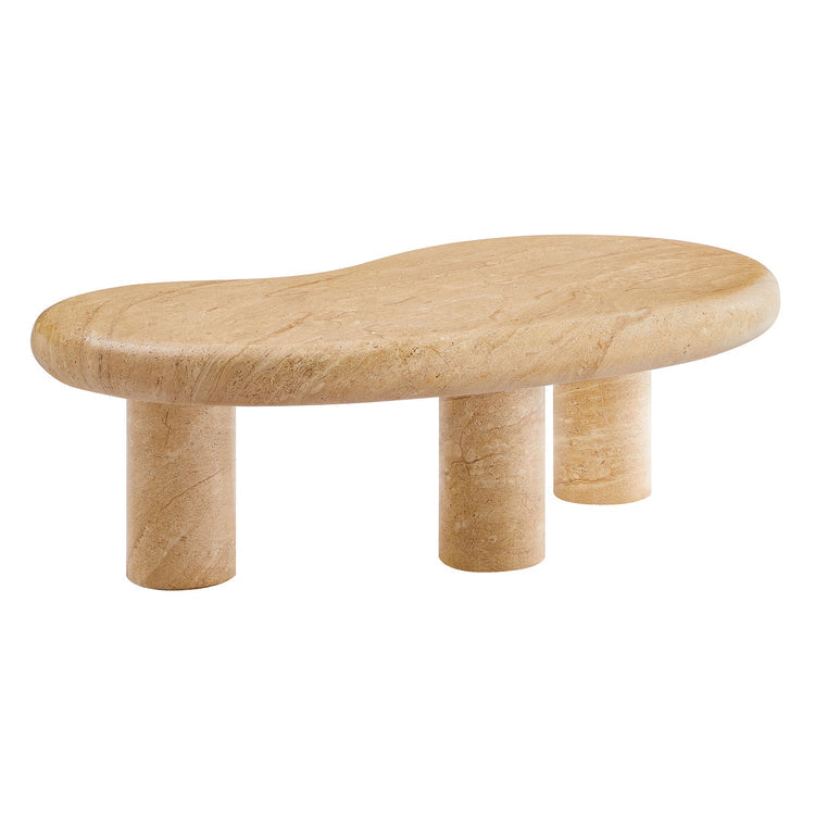 Elowen Indoor - Outdoor Textured Faux Travertine Coffee Table - Travertine