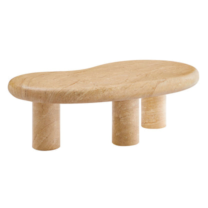 Elowen Indoor - Outdoor Textured Faux Travertine Coffee Table - Travertine