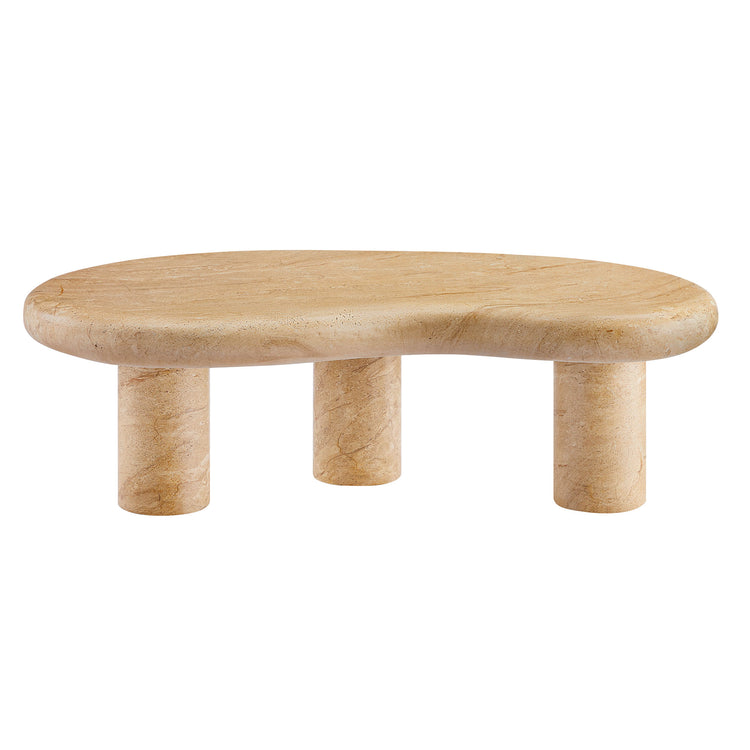 Elowen Indoor - Outdoor Textured Faux Travertine Coffee Table - Travertine