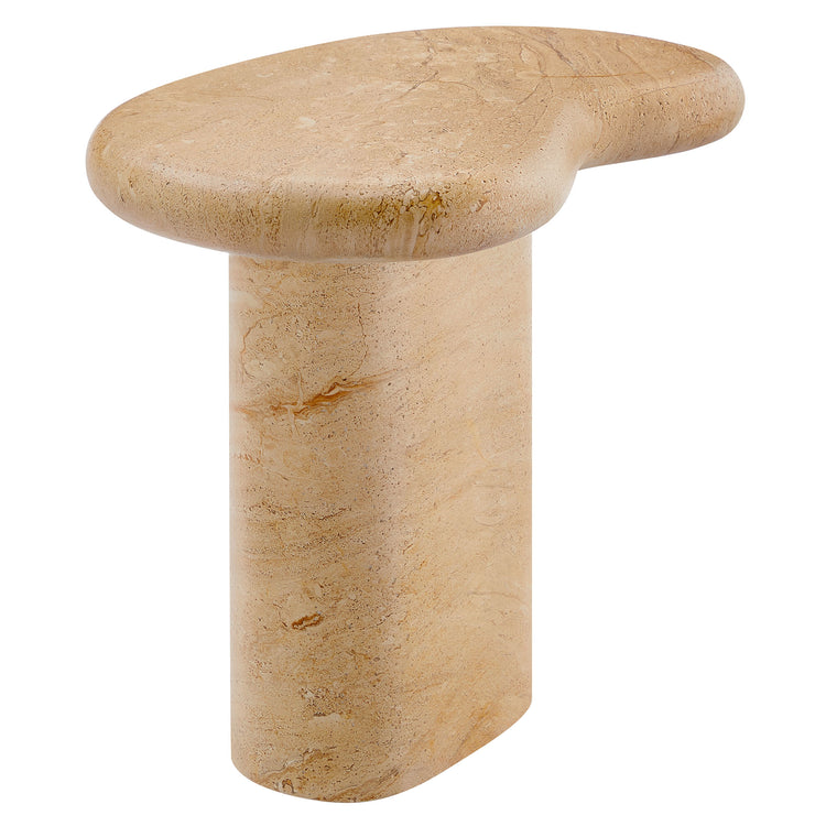 Elowen Indoor - Outdoor Textured Faux Travertine Side Table - Travertine