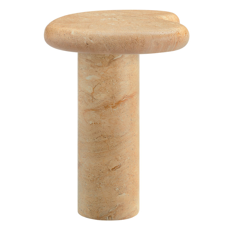 Elowen Indoor - Outdoor Textured Faux Travertine Side Table - Travertine