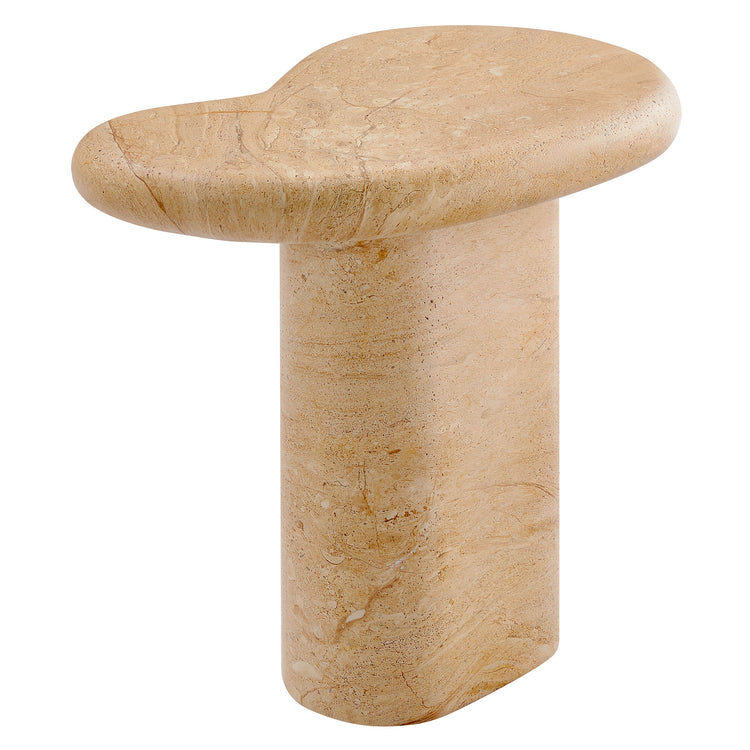 Elowen Indoor - Outdoor Textured Faux Travertine Side Table - Travertine
