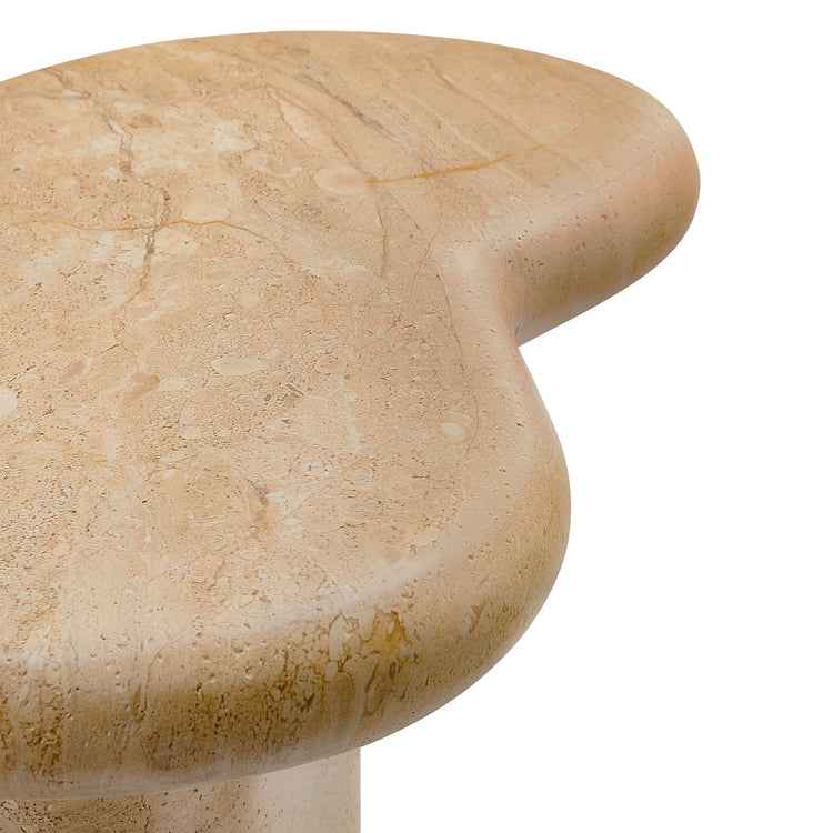 Elowen Indoor - Outdoor Textured Faux Travertine Side Table - Travertine