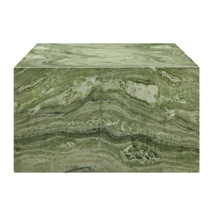 Jordana Square Plinth Indoor - Outdoor Patio Concrete Coffee Table - Green Marble