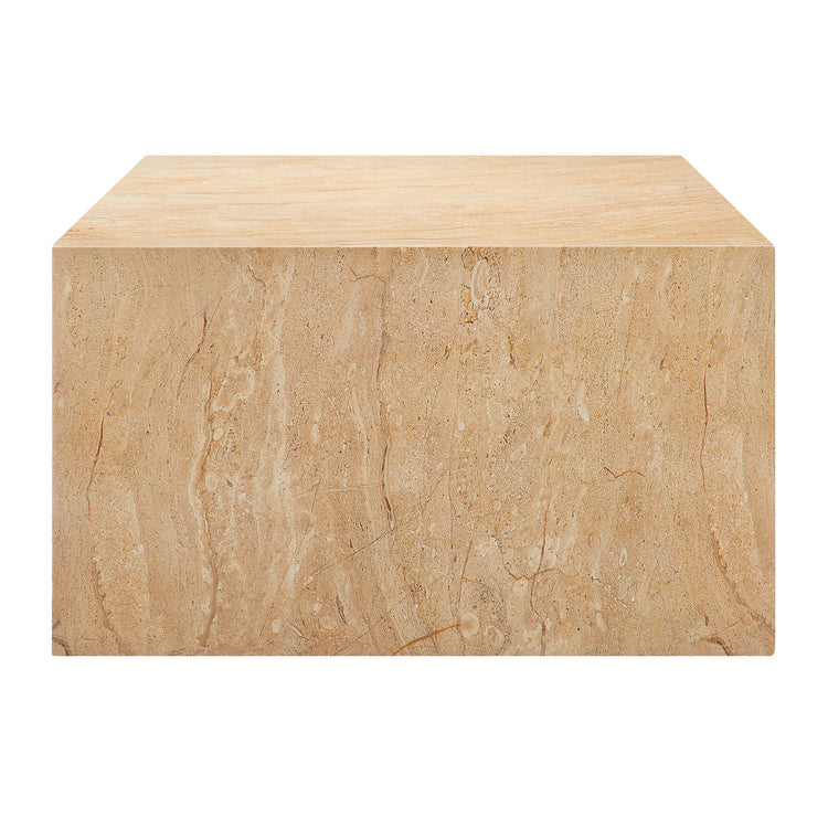 Jordana Square Plinth Indoor - Outdoor Patio Concrete Coffee Table - Travertine