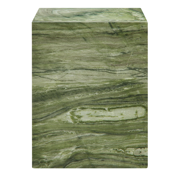 Jordana Square Plinth Indoor - Outdoor Patio Concrete Side Table - Green Marble