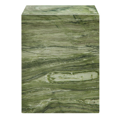 Jordana Square Plinth Indoor - Outdoor Patio Concrete Side Table - Green Marble