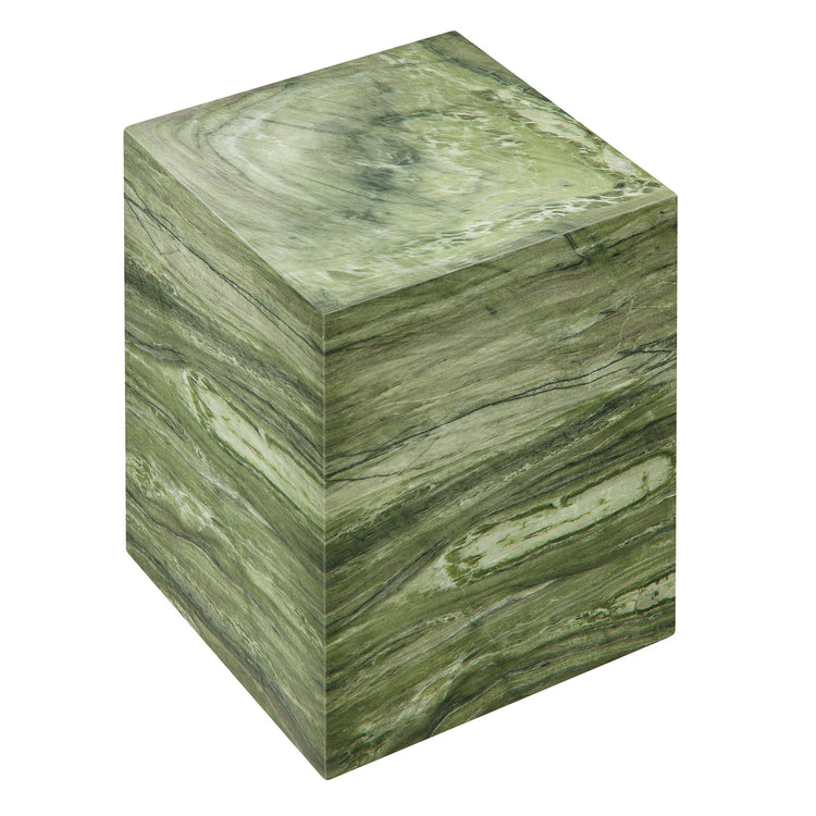 Jordana Square Plinth Indoor - Outdoor Patio Concrete Side Table - Green Marble