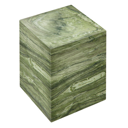 Jordana Square Plinth Indoor - Outdoor Patio Concrete Side Table - Green Marble