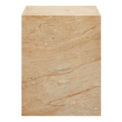 Jordana Square Plinth Indoor - Outdoor Patio Concrete Side Table - Travertine