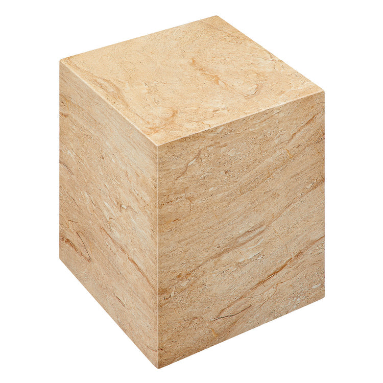 Jordana Square Plinth Indoor - Outdoor Patio Concrete Side Table - Travertine