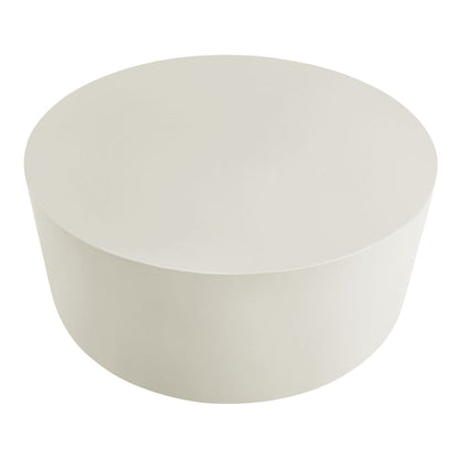 Brion Round Indoor - Outdoor Patio Concrete Coffee Table - White
