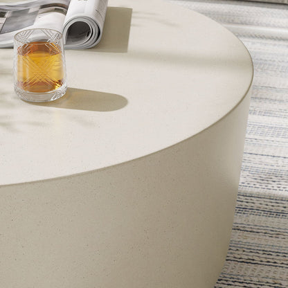 Brion Round Indoor - Outdoor Patio Concrete Coffee Table - White