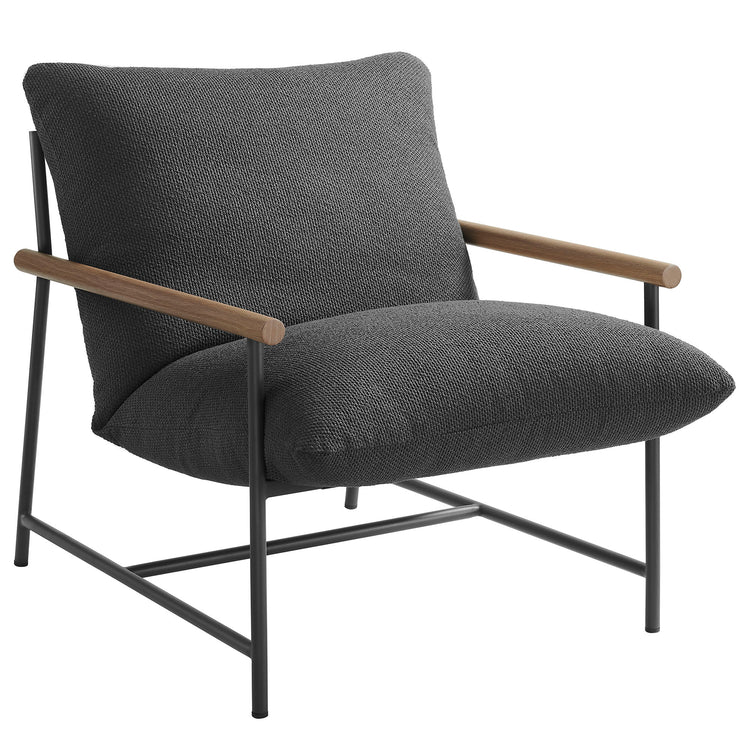 Raya Outdoor Patio Boucle Lounge Chair and Ottoman - Charcoal