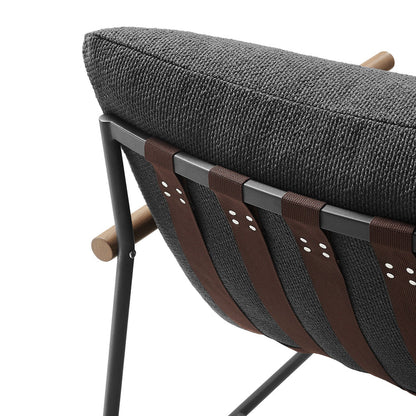 Raya Outdoor Patio Boucle Lounge Chair and Ottoman - Charcoal