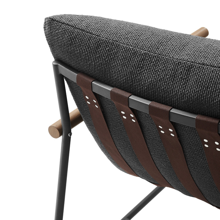 Raya Outdoor Patio Boucle Sling Lounge Chair - Charcoal
