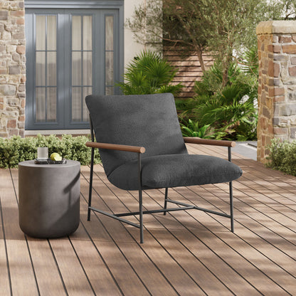 Raya Outdoor Patio Boucle Sling Lounge Chair - Charcoal