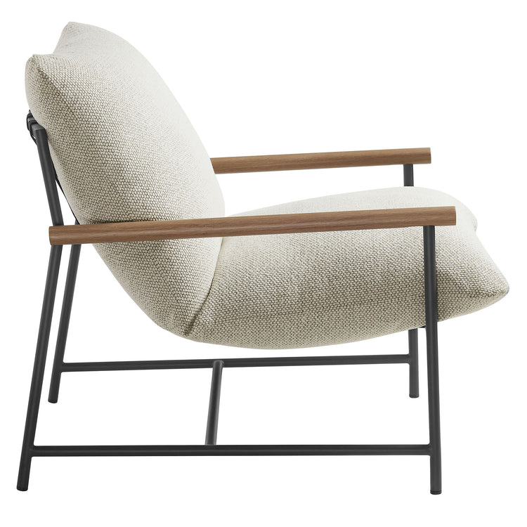 Raya Outdoor Patio Boucle Sling Lounge Chair - Ivory