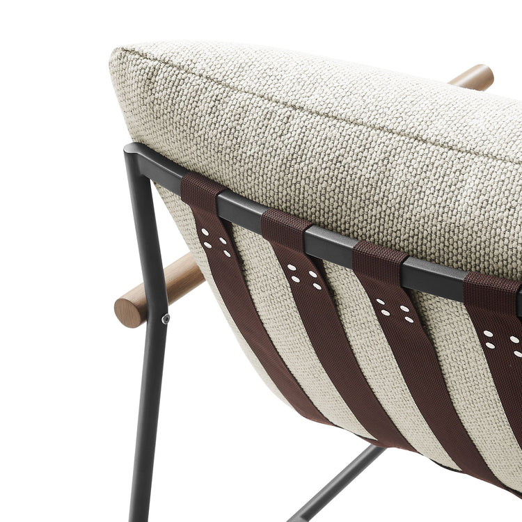 Raya Outdoor Patio Boucle Lounge Chair and Ottoman - Ivory