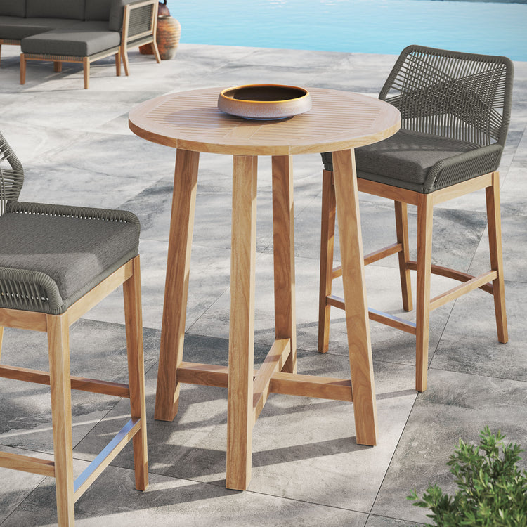 Wellspring 36" Outdoor Patio Teak Wood Bar Table - Default Title