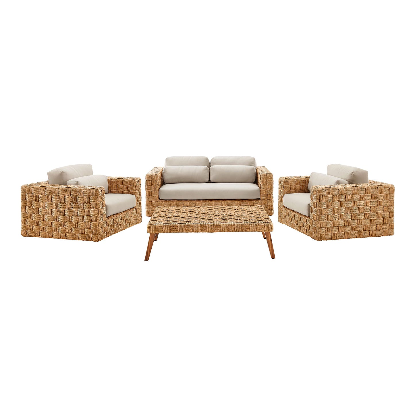 Thames  4-Piece Outdoor Patio Wicker Rattan Furniture Set