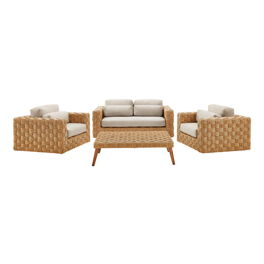 Thames 4-Piece Outdoor Patio Wicker Outdoor Patio Rattan Furniture Set - Default Title