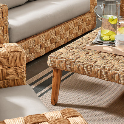 Thames 4-Piece Outdoor Patio Wicker Outdoor Patio Rattan Furniture Set - Default Title