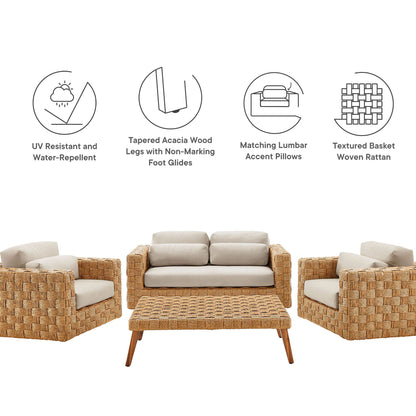 Thames  4-Piece Outdoor Patio Wicker Rattan Furniture Set