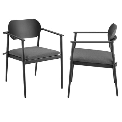 Aeris Stackable Outdoor Patio Aluminum Dining Armchair Set of 2 - Charcoal