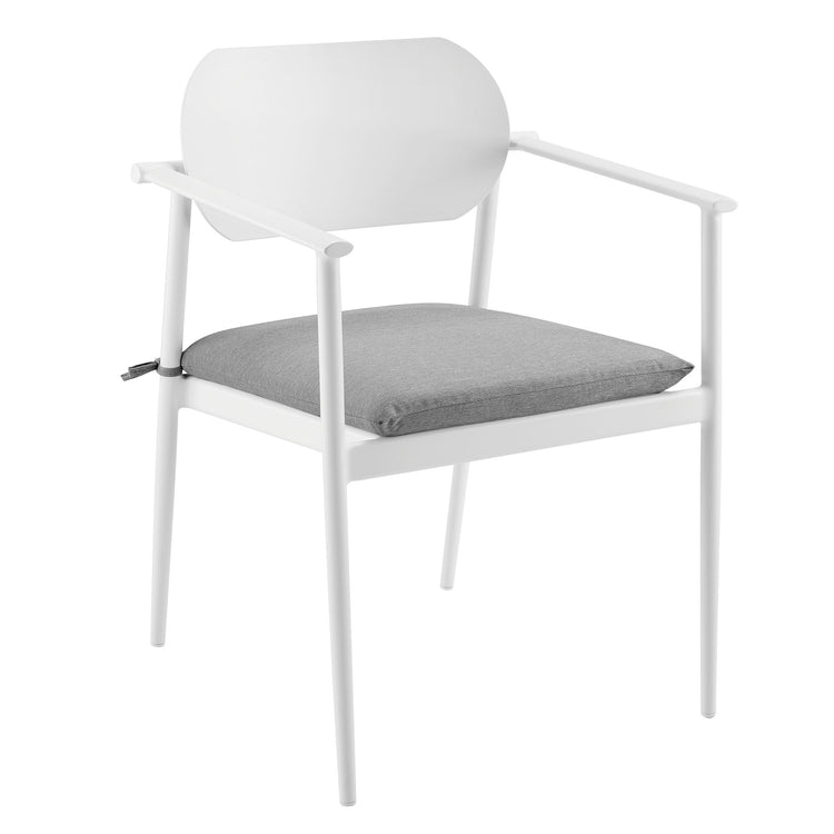 Aeris Stackable Outdoor Patio Aluminum Dining Armchair Set of 2 - White