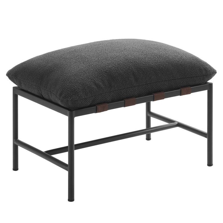 Raya Outdoor Patio Boucle Ottoman - Charcoal