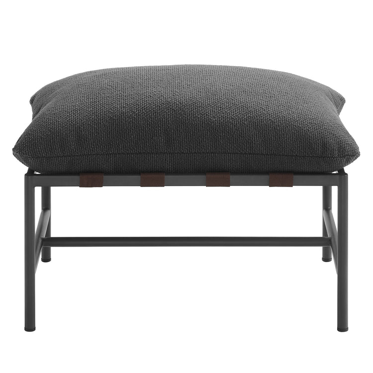 Raya Outdoor Patio Boucle Ottoman - Charcoal