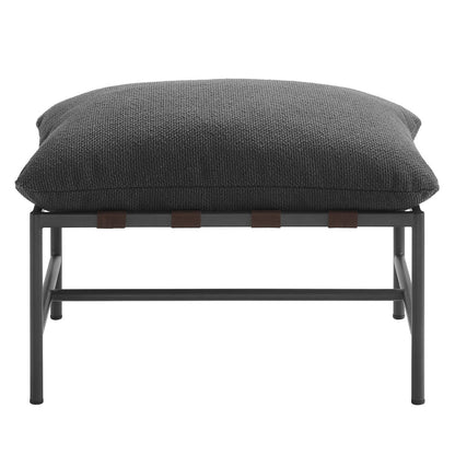Raya Outdoor Patio Boucle Ottoman - Charcoal