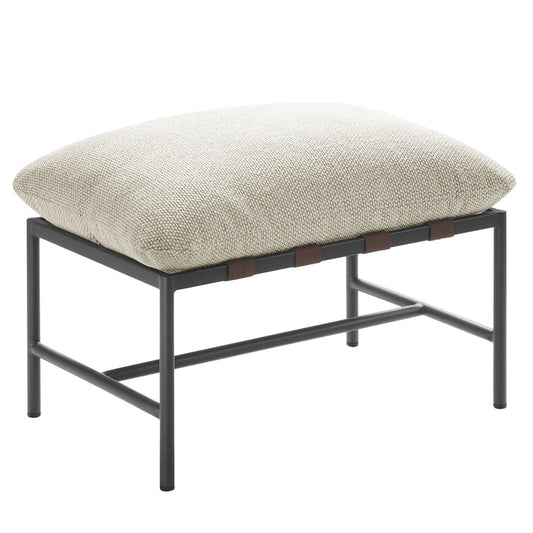 Raya Outdoor Patio Boucle Ottoman - Ivory