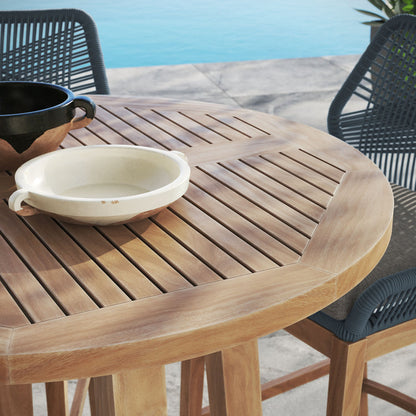 Wellspring 3-Piece Outdoor Patio Teak Wood Bar Set - Blue Graphite