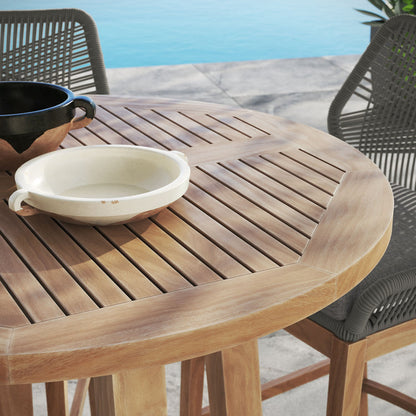 Wellspring 3-Piece Outdoor Patio Teak Wood Bar Set - Gray Graphite