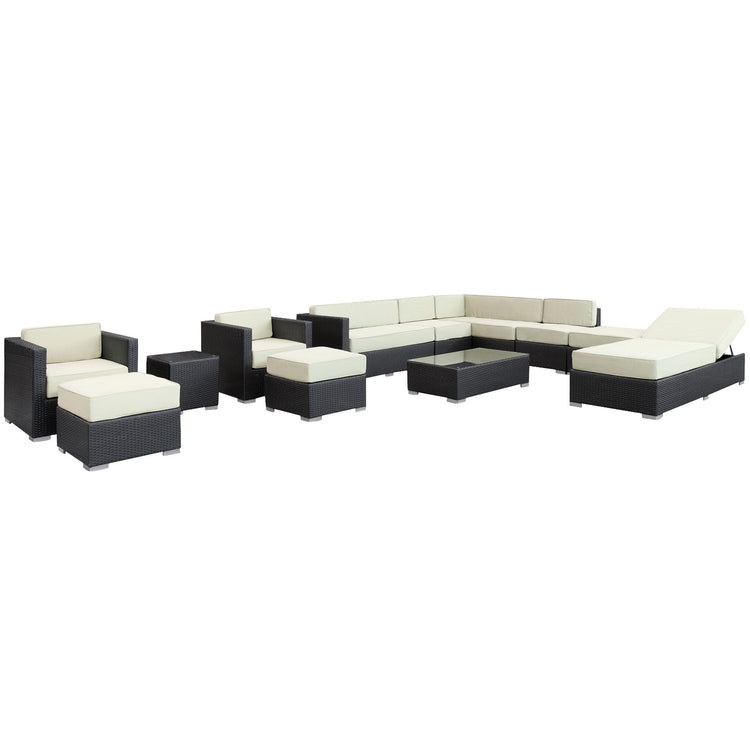 Fusion 12 Piece Outdoor Patio Sectional Set - Espresso White