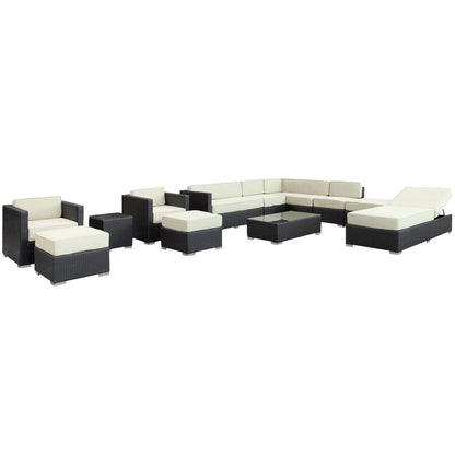 Fusion 12 Piece Outdoor Patio Sectional Set - Espresso White