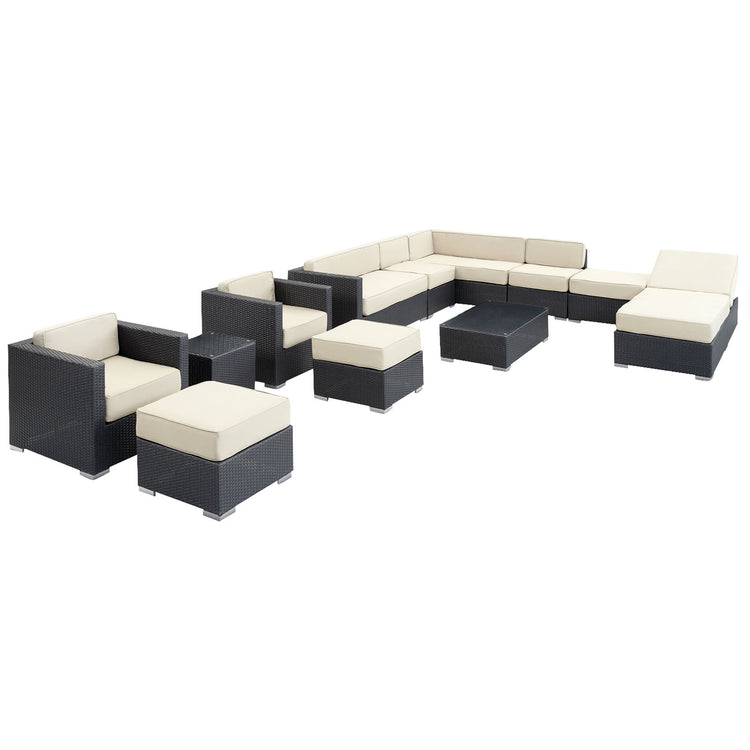 Fusion 12 Piece Outdoor Patio Sectional Set - Espresso White