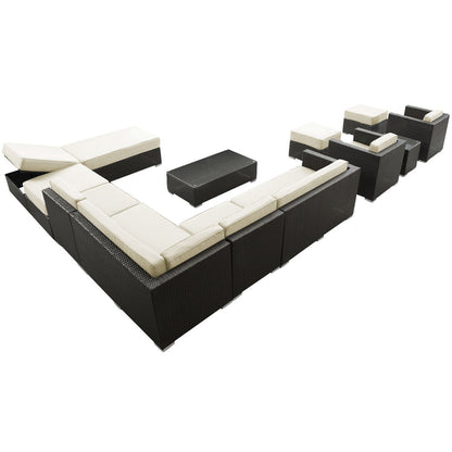 Fusion 12 Piece Outdoor Patio Sectional Set - Espresso White
