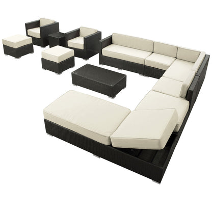 Fusion 12 Piece Outdoor Patio Sectional Set - Espresso White
