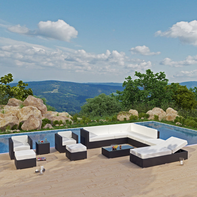 Fusion 12 Piece Outdoor Patio Sectional Set - Espresso White