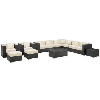 Cohesion 11 Piece Outdoor Patio Sectional Set - Espresso White