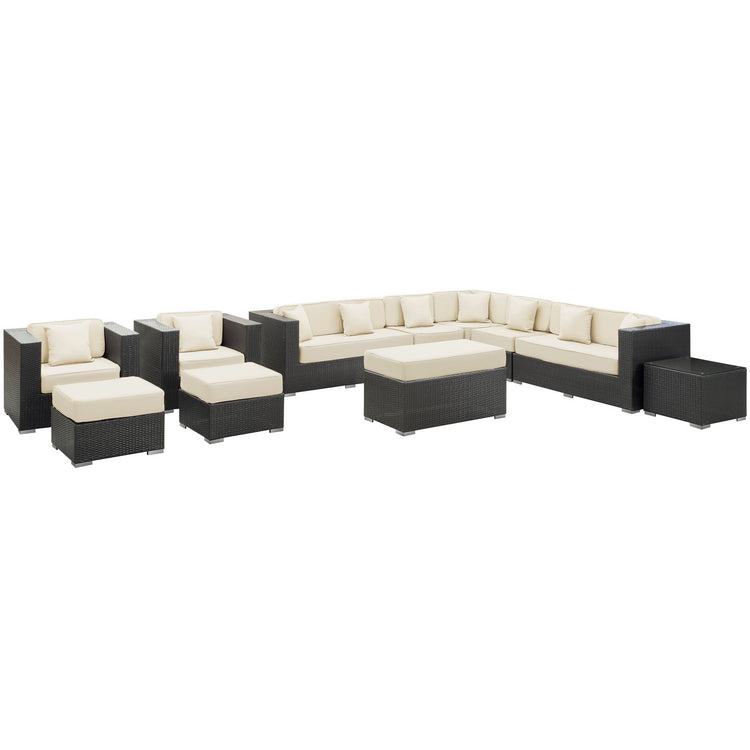 Cohesion 11 Piece Outdoor Patio Sectional Set - Espresso White