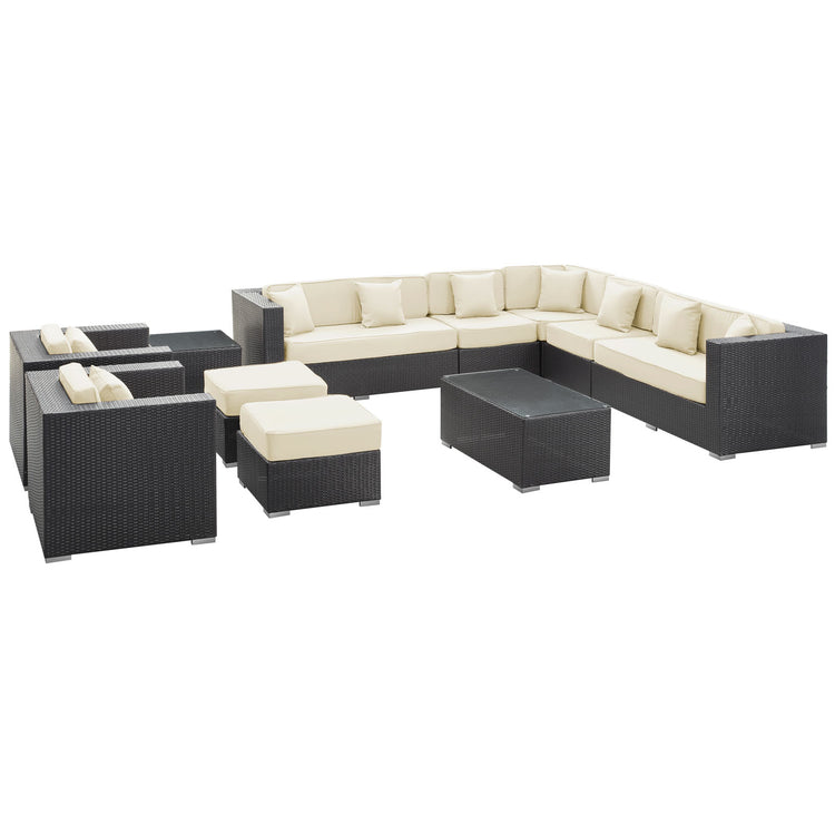 Cohesion 11 Piece Outdoor Patio Sectional Set - Espresso White