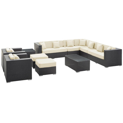 Cohesion 11 Piece Outdoor Patio Sectional Set - Espresso White